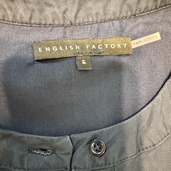 English Factory Navy Tiered Dress with Scalloped Trim - Picture 10 of 10